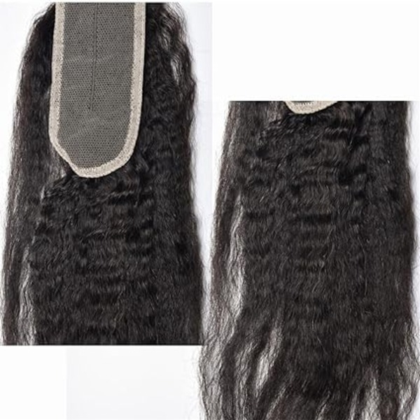 Premium Remy Hair Closure Natural Black With Baby Hair (10inch, 2x6 ks Yaki Closure)