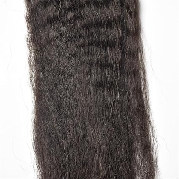 Premium Remy Hair Closure Natural Black With Baby Hair (10inch, 2x6 ks Yaki Closure)