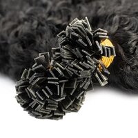 Long Curly Flat Tip Human Hair Extension Pre Bonded Peruvian Remy Hair  (20inch )