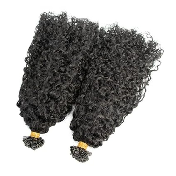 Long Curly Flat Tip Human Hair Extension Pre Bonded Peruvian Remy Hair  (20inch )