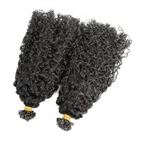 Long Curly Flat Tip Human Hair Extension Pre Bonded Peruvian Remy Hair  (20inch )