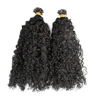 Long Curly Flat Tip Human Hair Extension Pre Bonded Peruvian Remy Hair  (20inch )