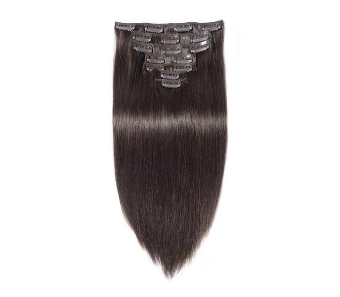 100% Original Real Human 7 pcs 100 Grams, 20 Inches (Dark Brown) For Women & Girls Hair Extension