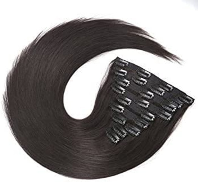 10 Pcs Human Hair Extension For Women Easy To Use, 50 Gram, Pack Of 1 (18 Inch, Black)