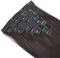 10 Pcs Human Hair Extension For Women Easy To Use, 50 Gram, Pack Of 1 (18 Inch, Black)