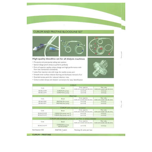 Hemodialysis Blood Tubing Sets - Application: Hospital