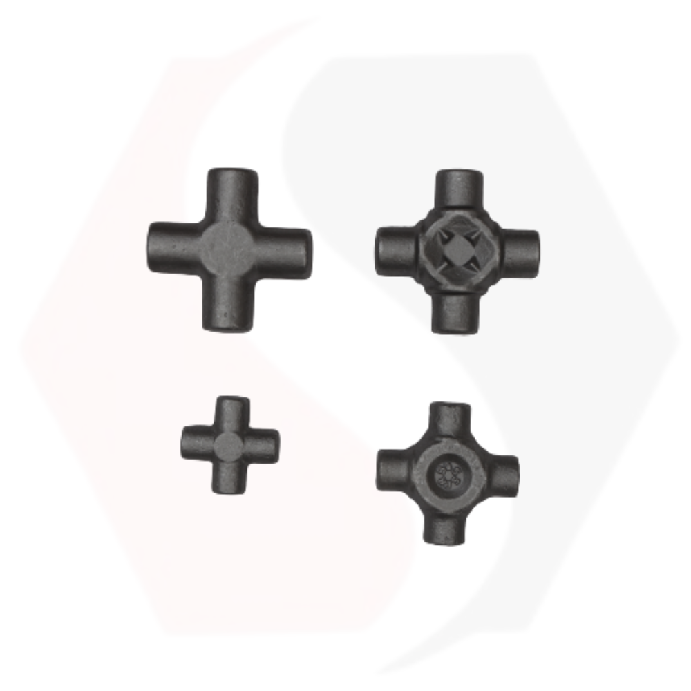 Universal Joint Cross - Ms, Standard Size, Silver Color | Polished Finish, For Use In Trucks, Flexible Power Transmission Component
