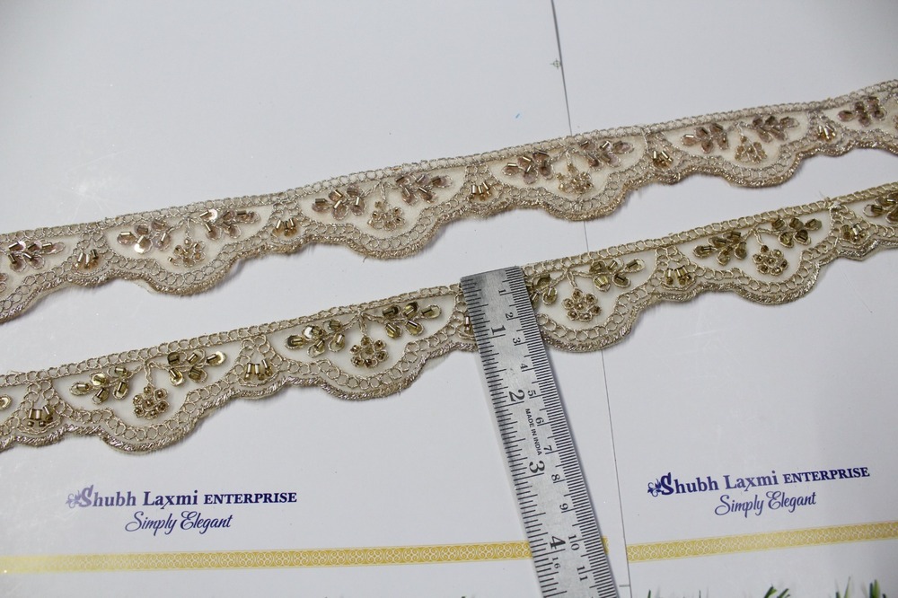 Fancy Cutwork Cutdana Lace - Color: Golden