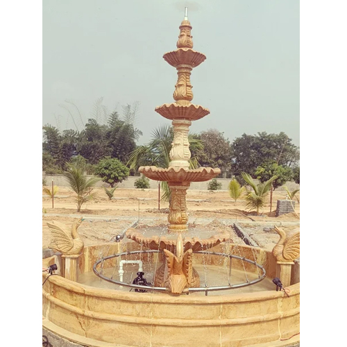 Sandstone Water Fountain - Natural Stone 36x18 Inches Vibrant Red Color | Durable Copper Nozzle Elegant Outdoor Water Feature
