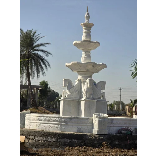 6 Feet White Marble Fountain