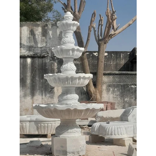 White Marble Stone Fountain - 36x18 Inch | Matte White Finish Durable Stone Copper Nozzle for Elegant Garden Decor