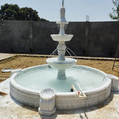 Marble Outdoor Water Fountain - Color: White