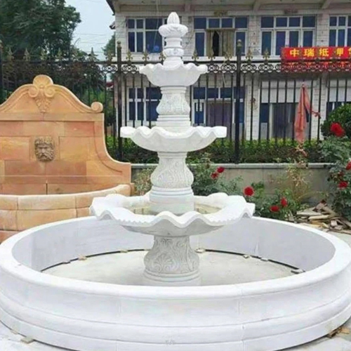 White Marble Garden Water Fountain - Material: Stone