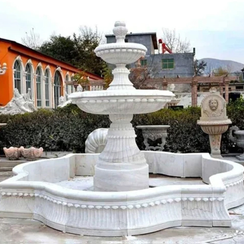Outdoor Marble Water Fountain - Color: White