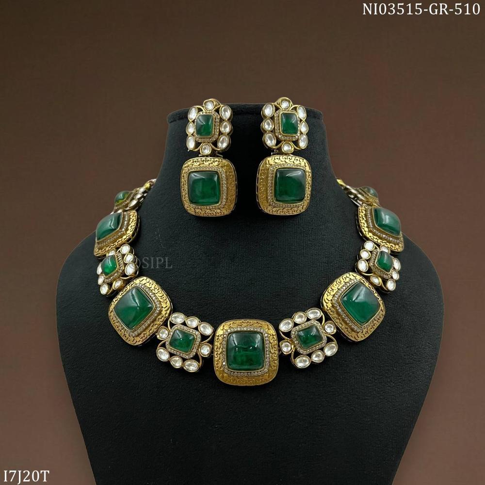 Exclusive Handcrafted Kundan Meena Necklace Set - Color: As Per Photo