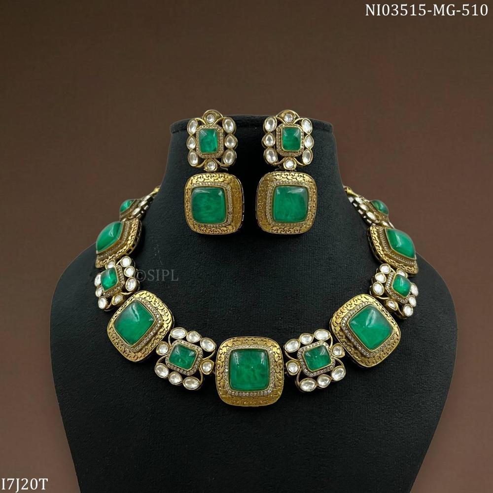 Exclusive Handcrafted Kundan Meena Necklace Set - Color: As Per Photo