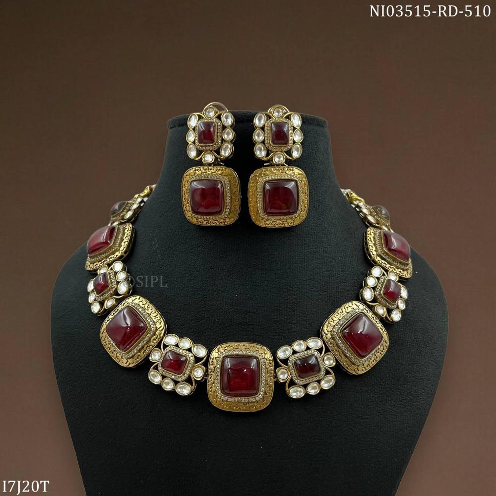 Exclusive Handcrafted Kundan Meena Necklace Set - Color: As Per Photo