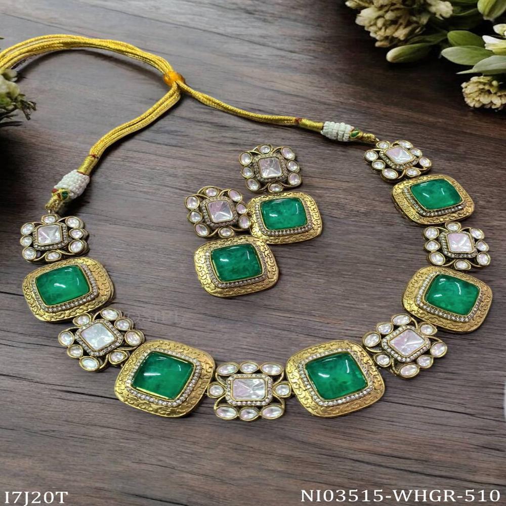 Exclusive Handcrafted Kundan Meena Necklace Set - Color: As Per Photo