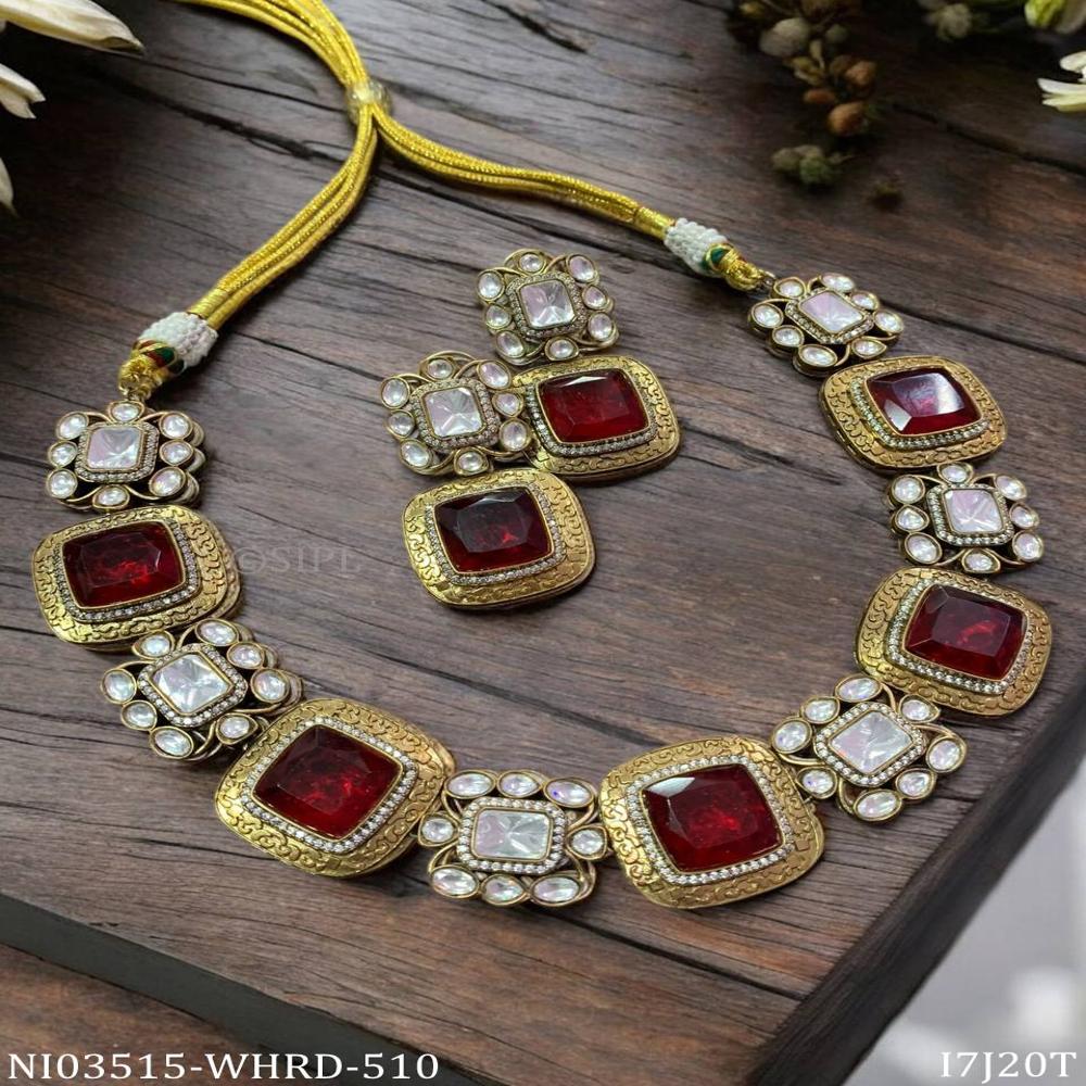 Exclusive Handcrafted Kundan Meena Necklace Set - Color: As Per Photo