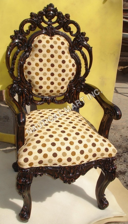 BROWN AND BLACK POLISHED LOOK WOODEN CHAIR