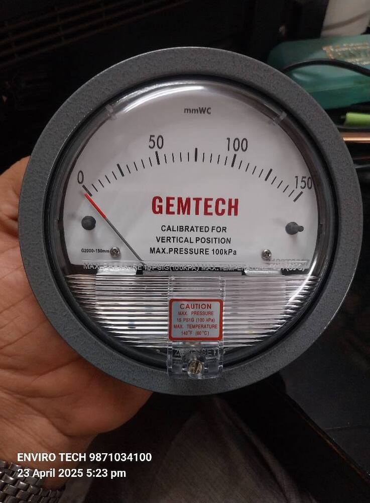 G2000-0 GEMTECH Differential Pressure Gauge Range 0-.50 Inch WC