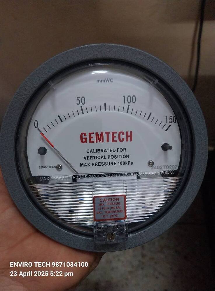 G2000-0 GEMTECH Differential Pressure Gauge Range 0-.50 Inch WC
