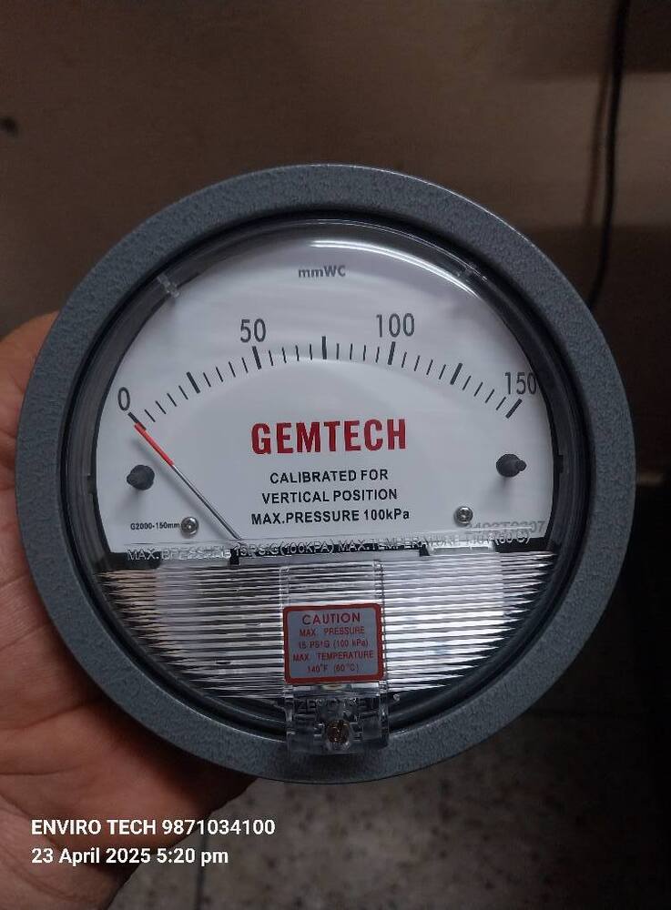 G2000-0 Gemtech Differential Pressure Gauge Range 0-.50 Inch Wc