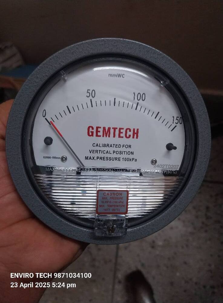 G2000-0 Gemtech Differential Pressure Gauge Range 0-.50 Inch Wc