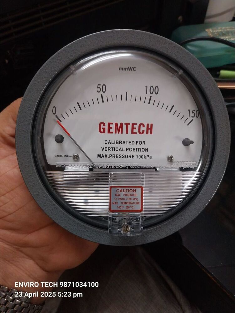 G2003 GEMTECH Differential Pressure Gauge Range 0-3.0 Inch WC