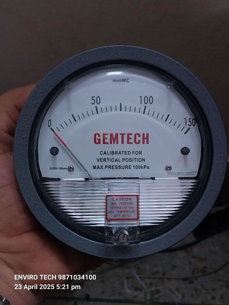 G2003 Gemtech Differential Pressure Gauge Range 0-3.0 Inch Wc