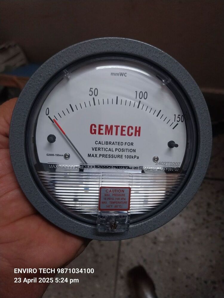 G2003 GEMTECH Differential Pressure Gauge Range 0-3.0 Inch WC