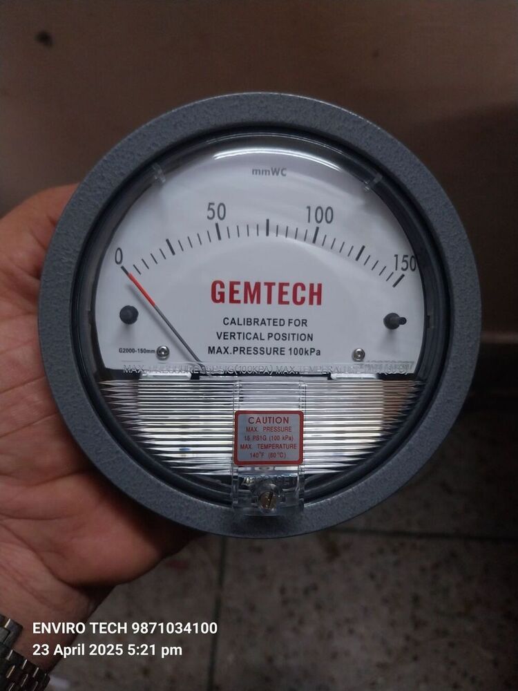 G2003 GEMTECH Differential Pressure Gauge Range 0-3.0 Inch WC