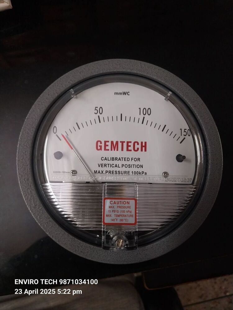 G2003 GEMTECH Differential Pressure Gauge Range 0-3.0 Inch WC