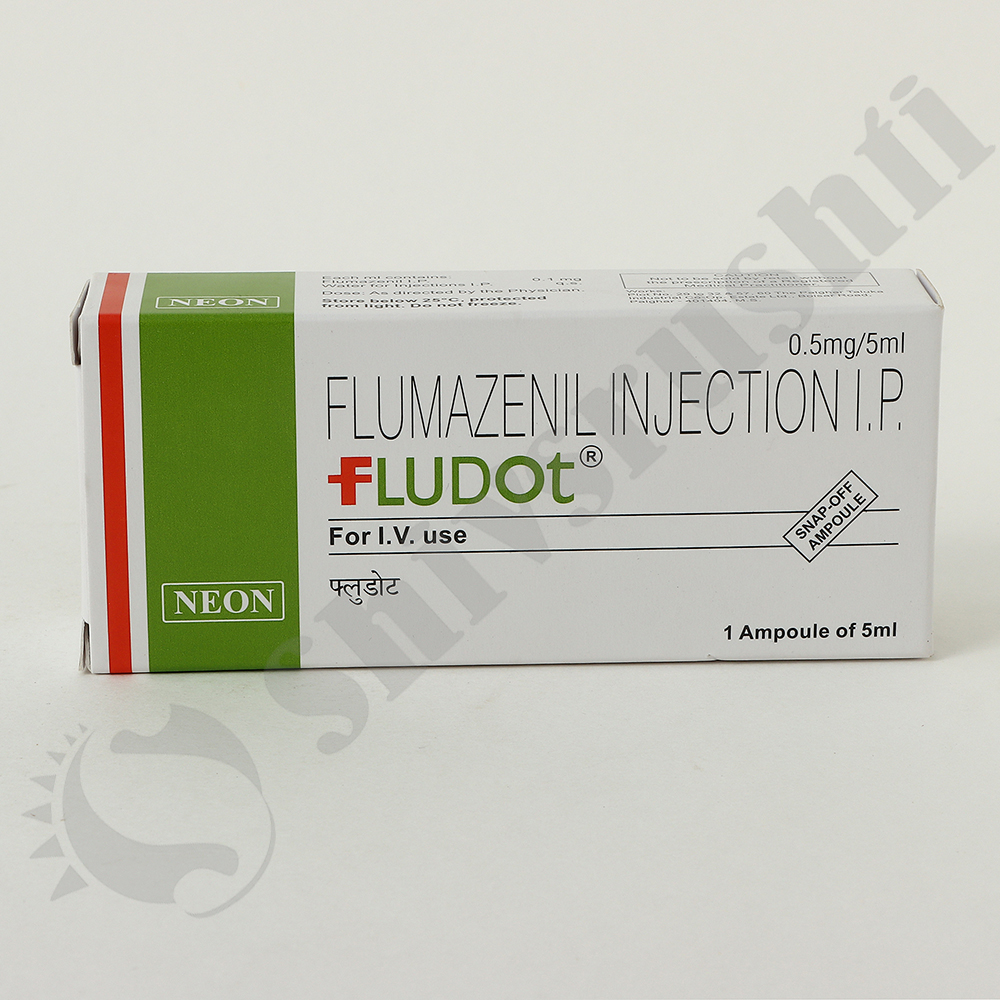 Fludot 0.5mg/5ml - Flumazenil Injection I.p | Suitable For Emergency Management Of Benzodiazepine Overdose, 5ml Ampoule Packaging