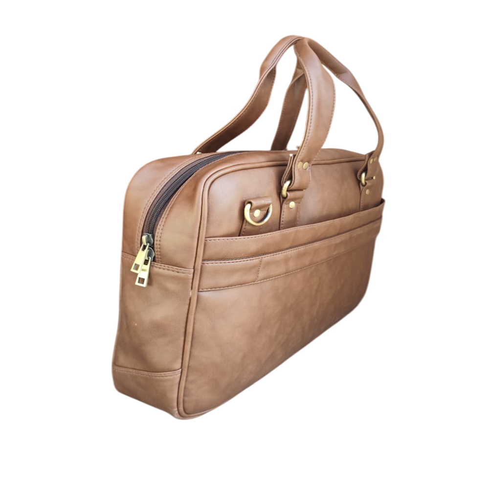Laptop Bag - Leather Material, 5x17x12 Inches, Brown Color | Comfortable Handle, Adjustable Shoulder Straps, Versatile Carrying Options