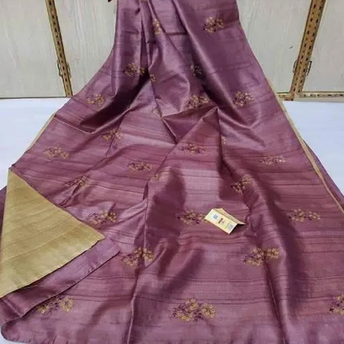 Desi Tussar By Tussar Embroidery Silk Saree - Feature: High Quality