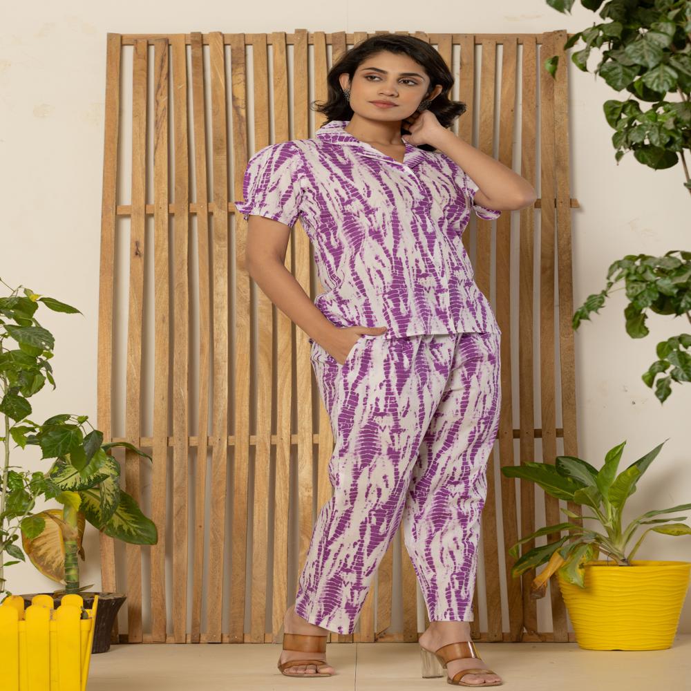Purple Tie Dye Night Suit