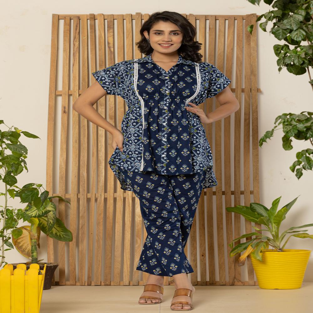 Patola Blue High Low Co-Ord Set