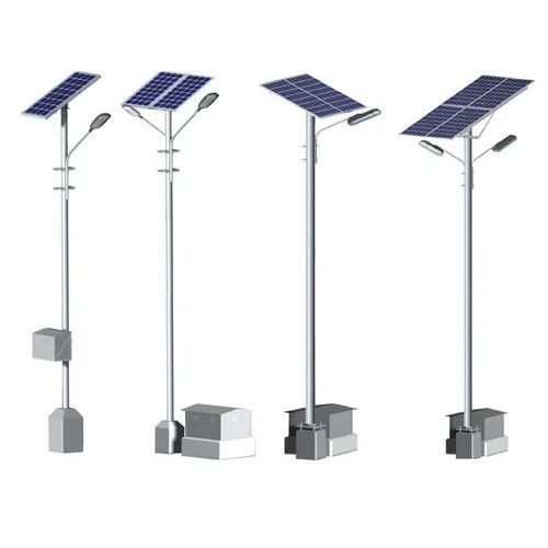 Outdoor Solar Street Light Pole - Color: White