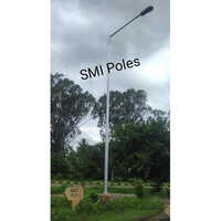 Swaged Tubular Pole - Mild Steel, 9m Height, 7m Length, Silver Color | Led Compatible, Polished Surface Finish, Single-arm Design