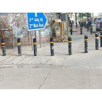 Road Safety Steel Bollard - Color: Black