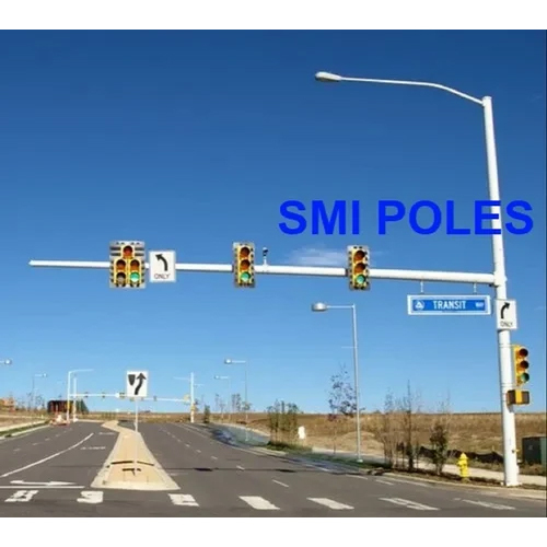 Traffic Signal Light Pole - Color: White