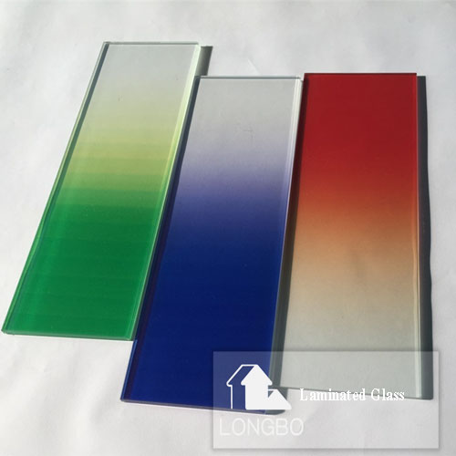 Colorful Gradient Color PVB Laminated Glass - 3-14mm Thickness, Almond Green, Flame Red, Opera Red, Black, Solar Yellow | Smooth Surface, Humidity Resistant, Designer Pattern