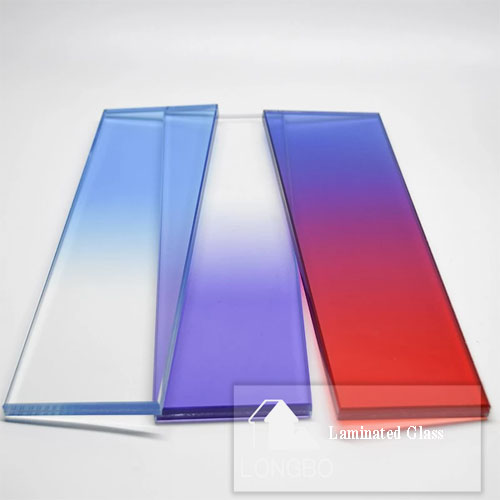 Colorful Gradient Color Pvb Laminated Glass - 3-14mm Thickness, Almond Green, Flame Red, Opera Red, Black, Solar Yellow | Smooth Surface, Humidity Resistant, Designer Pattern