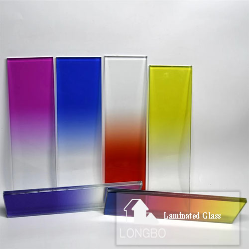 Colorful Gradient Color Pvb Laminated Glass - 3-14mm Thickness, Almond Green, Flame Red, Opera Red, Black, Solar Yellow | Smooth Surface, Humidity Resistant, Designer Pattern