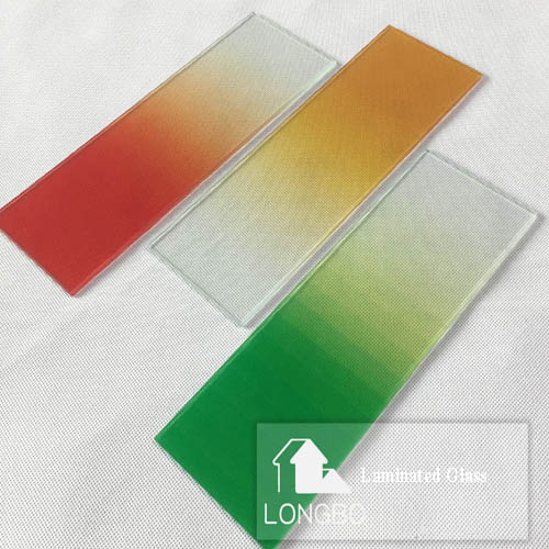 Colorful Gradient Color Pvb Laminated Glass - 3-14mm Thickness, Almond Green, Flame Red, Opera Red, Black, Solar Yellow | Smooth Surface, Humidity Resistant, Designer Pattern