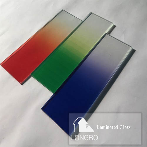 Colorful Gradient Color Pvb Laminated Glass - 3-14mm Thickness, Almond Green, Flame Red, Opera Red, Black, Solar Yellow | Smooth Surface, Humidity Resistant, Designer Pattern