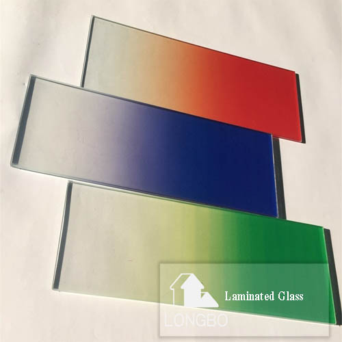 Colorful Gradient Color Pvb Laminated Glass - 3-14mm Thickness, Almond Green, Flame Red, Opera Red, Black, Solar Yellow | Smooth Surface, Humidity Resistant, Designer Pattern