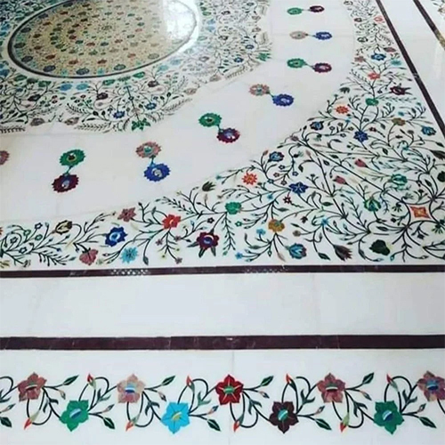 Marble Inlay Flooring - Color: White