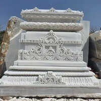 Polished White Carved Marble Stone Pillar - Design Type: Standard